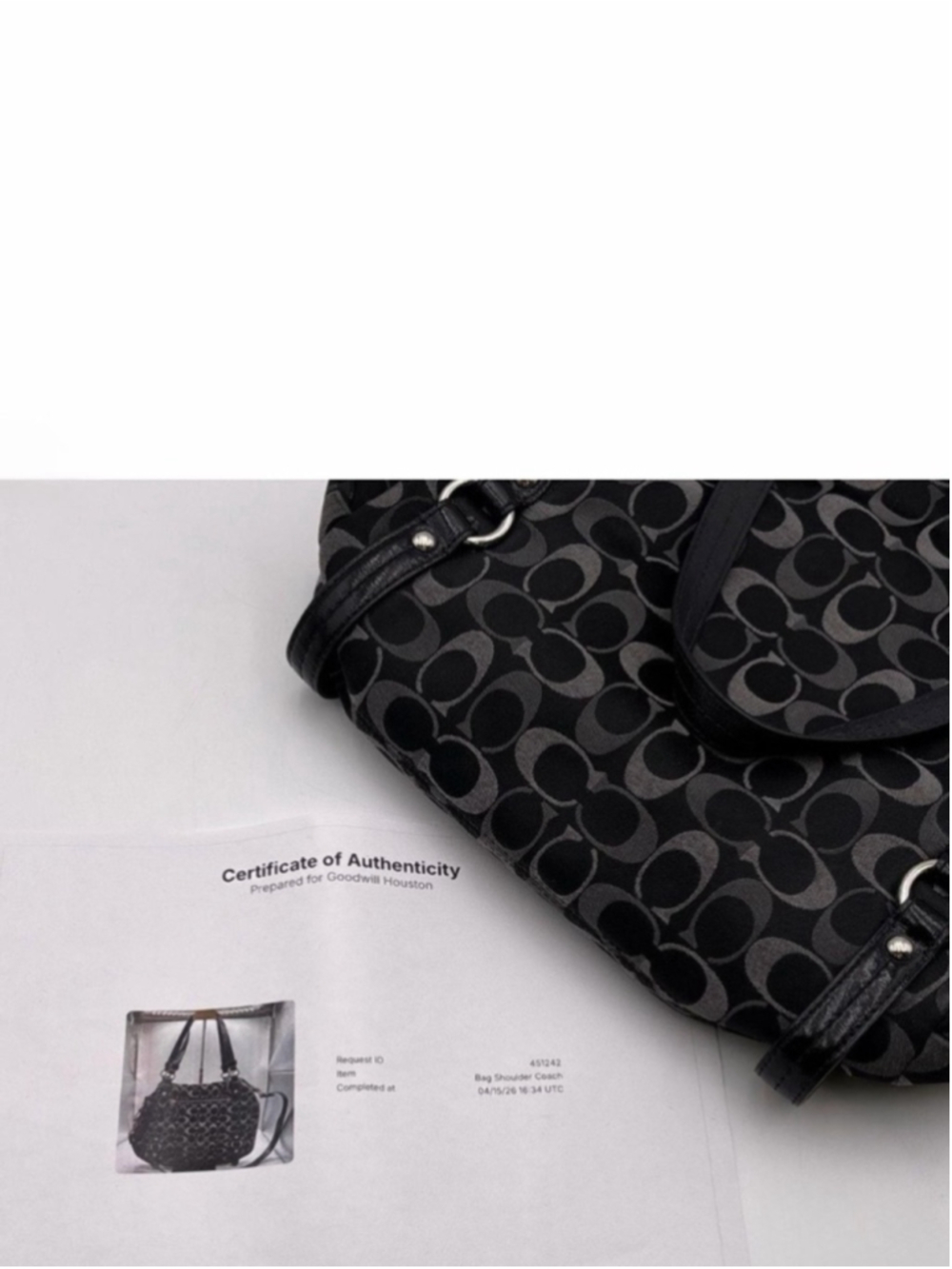 Coach Black Grey Signature C Jacquard Shoulder Bag - Picture 16 of 16